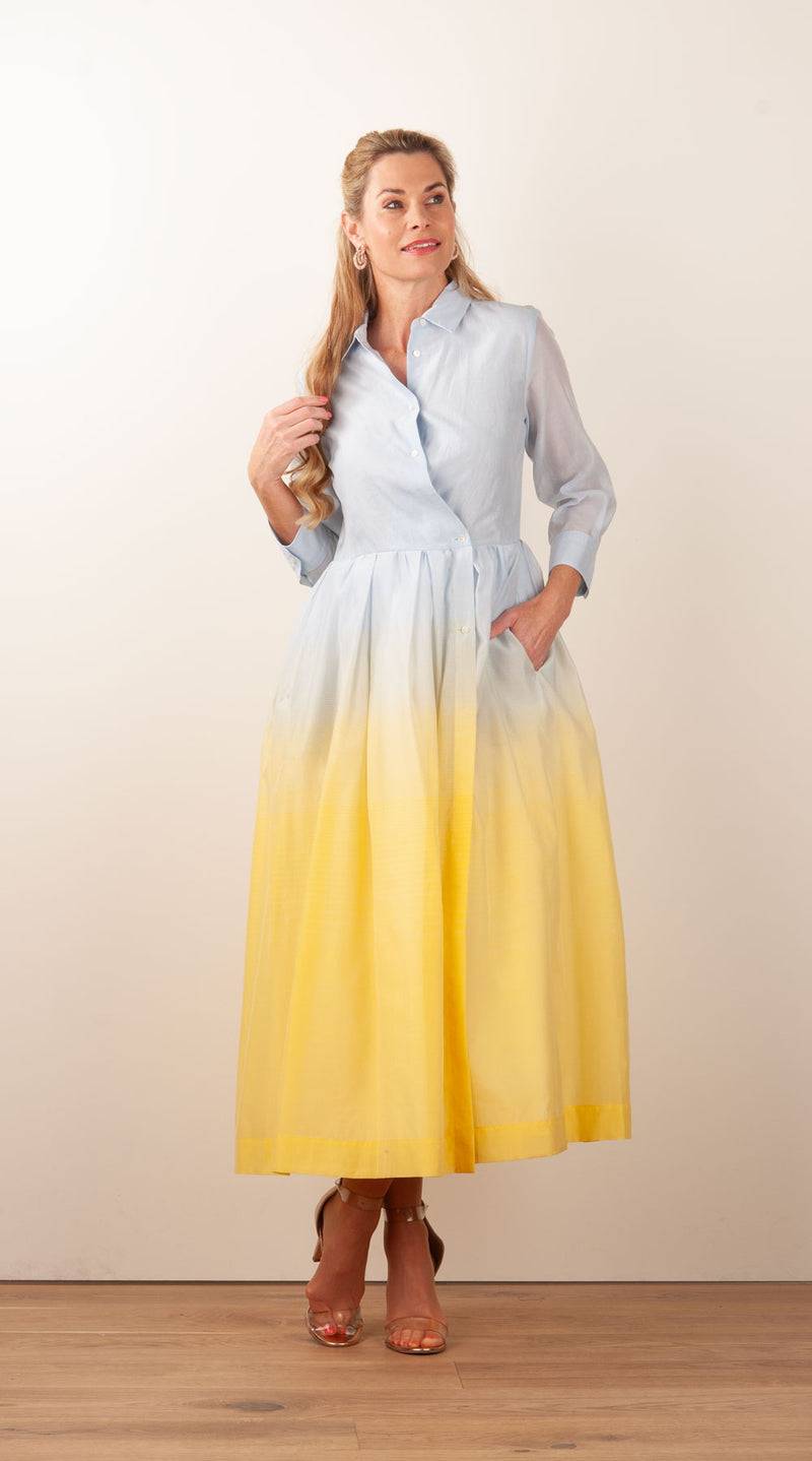 Sara Roka Kleid Hellblau | Gelb | Multicolor