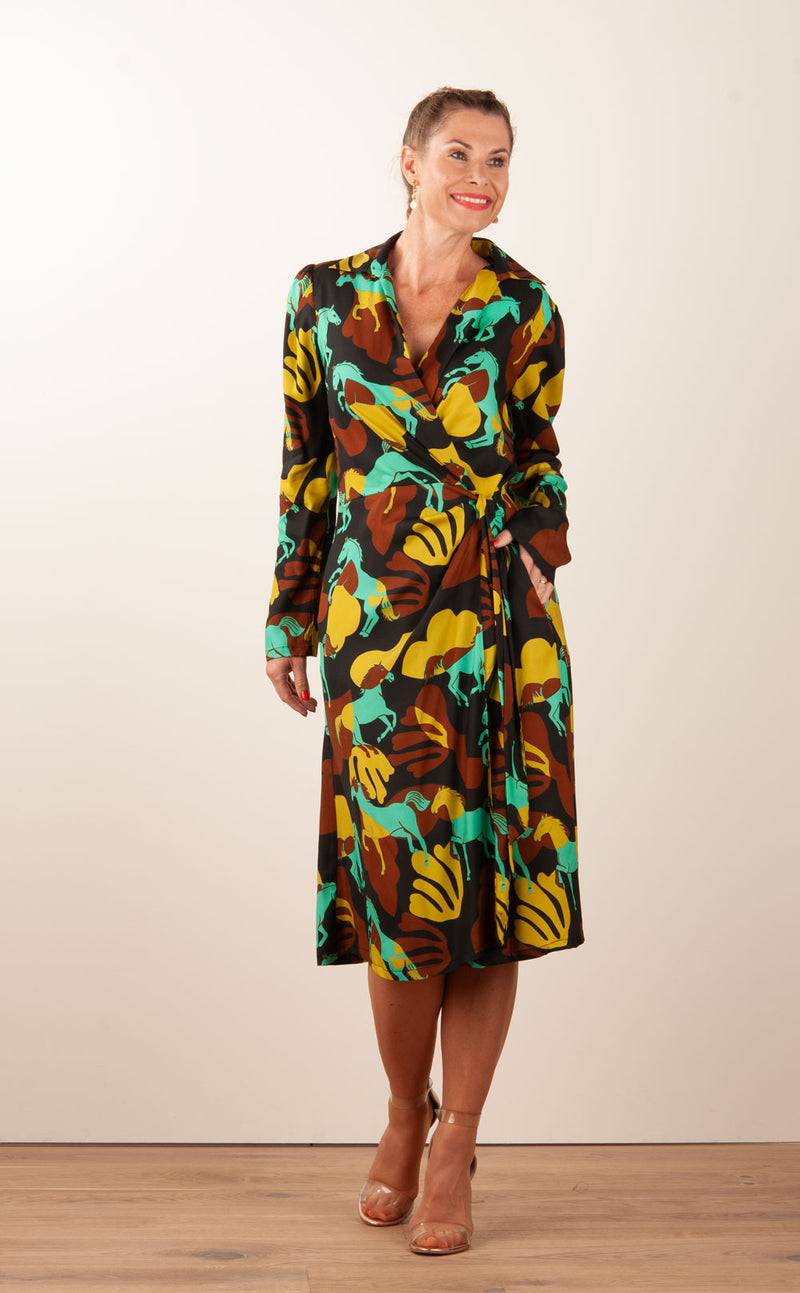 Sara Roka Wickelkleid Braun | Schwarz | Multicolor