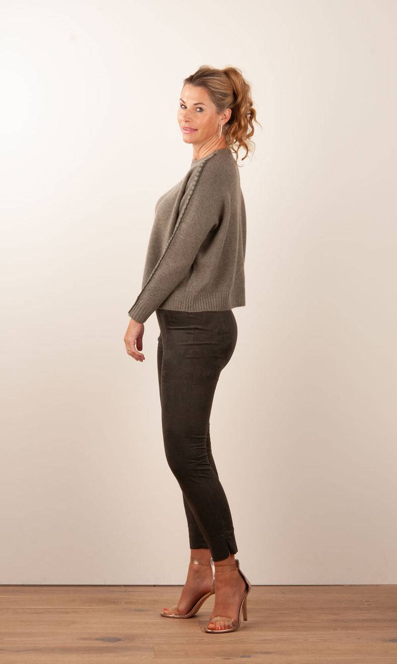 Seductive Velours Hose „Sabrina“ Dunkel Moosgrün