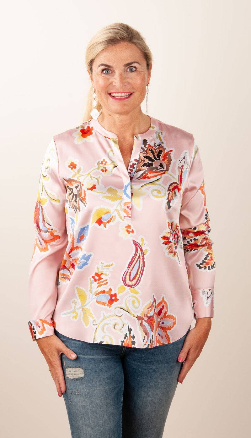 Herzensangelegenheit Seidenbluse „Paisley“ Rosa | Multicolor