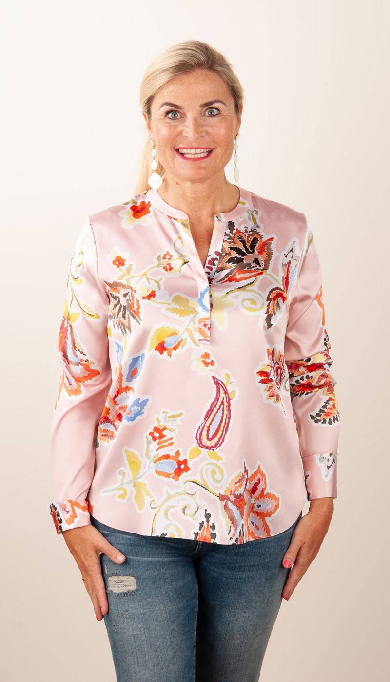 Herzensangelegenheit Seidenbluse „Paisley“ Rosa | Multicolor