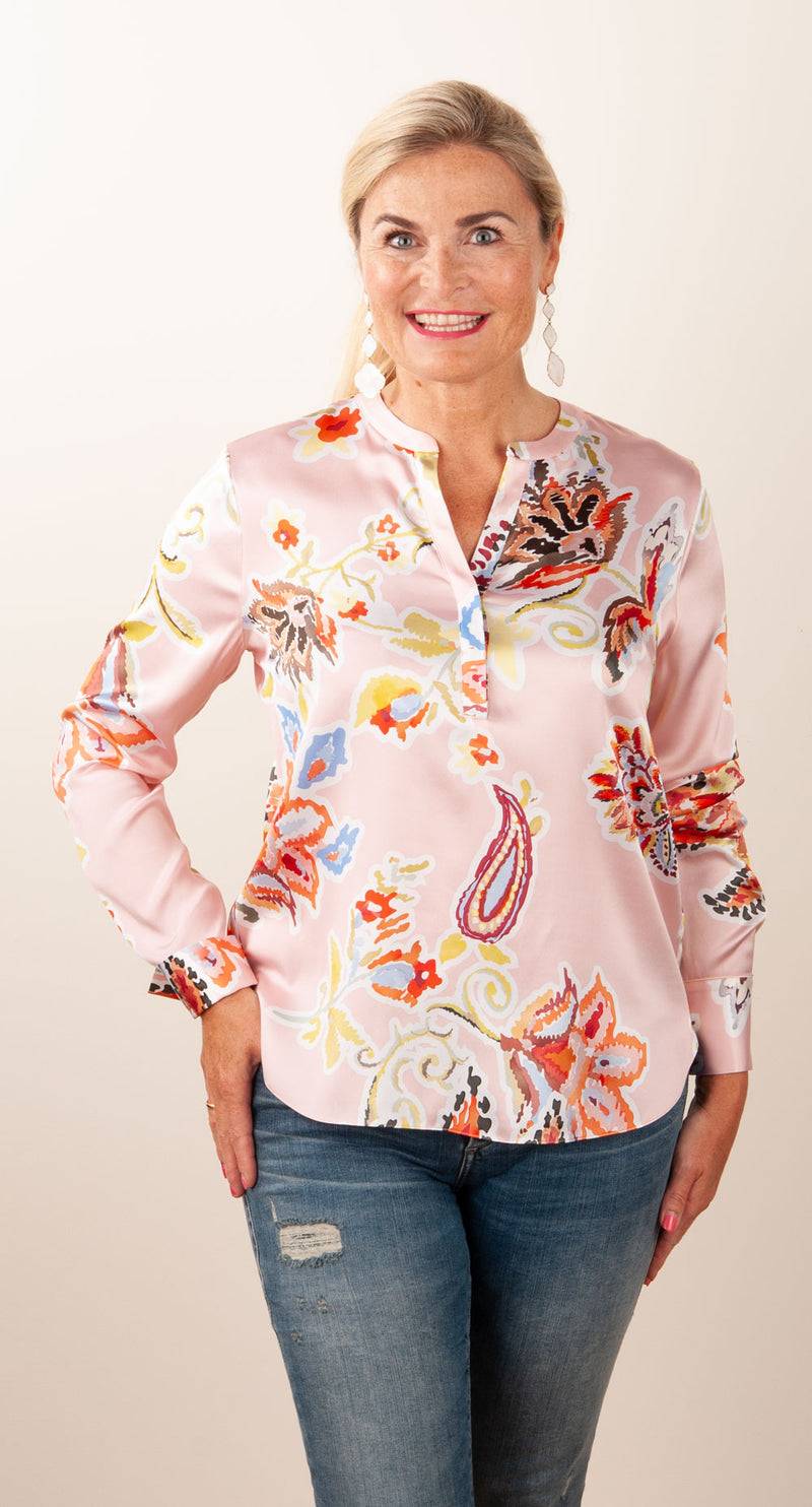 Herzensangelegenheit Seidenbluse „Paisley“ Rosa | Multicolor
