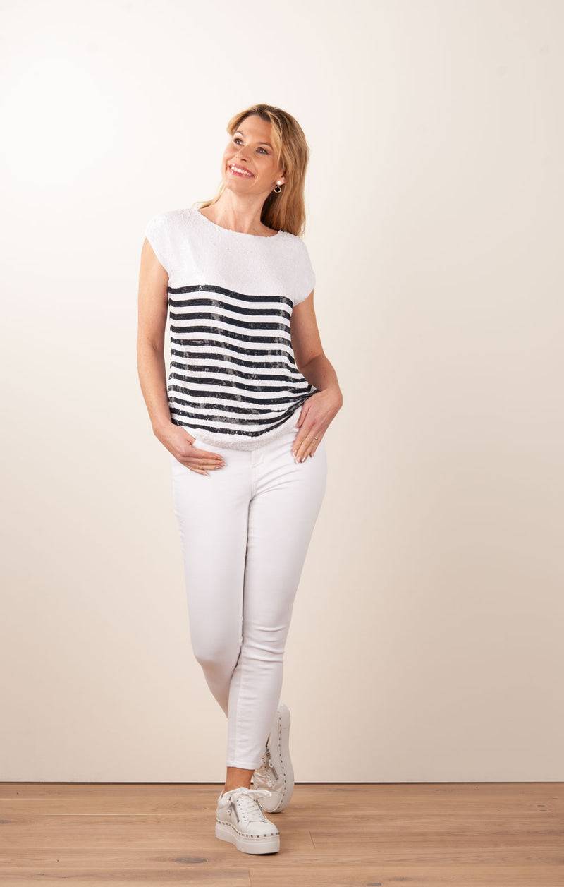 Shirt „Grighe“ Weiß | Schwarz