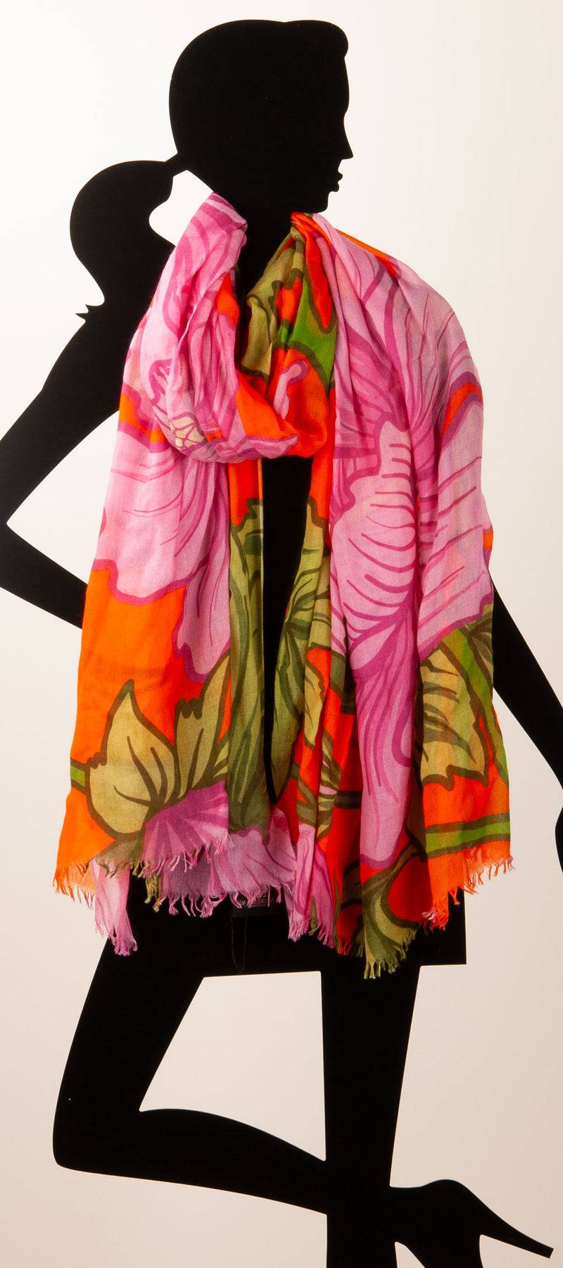 Simone Bruns Schal „Blumen“ Orange | Multicolor