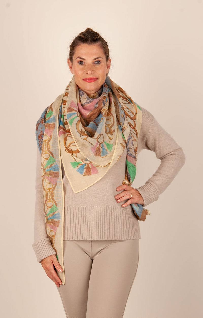 Mucho Gusto Viereckstuch „Zürich“ Creme | Beige | Multicolor