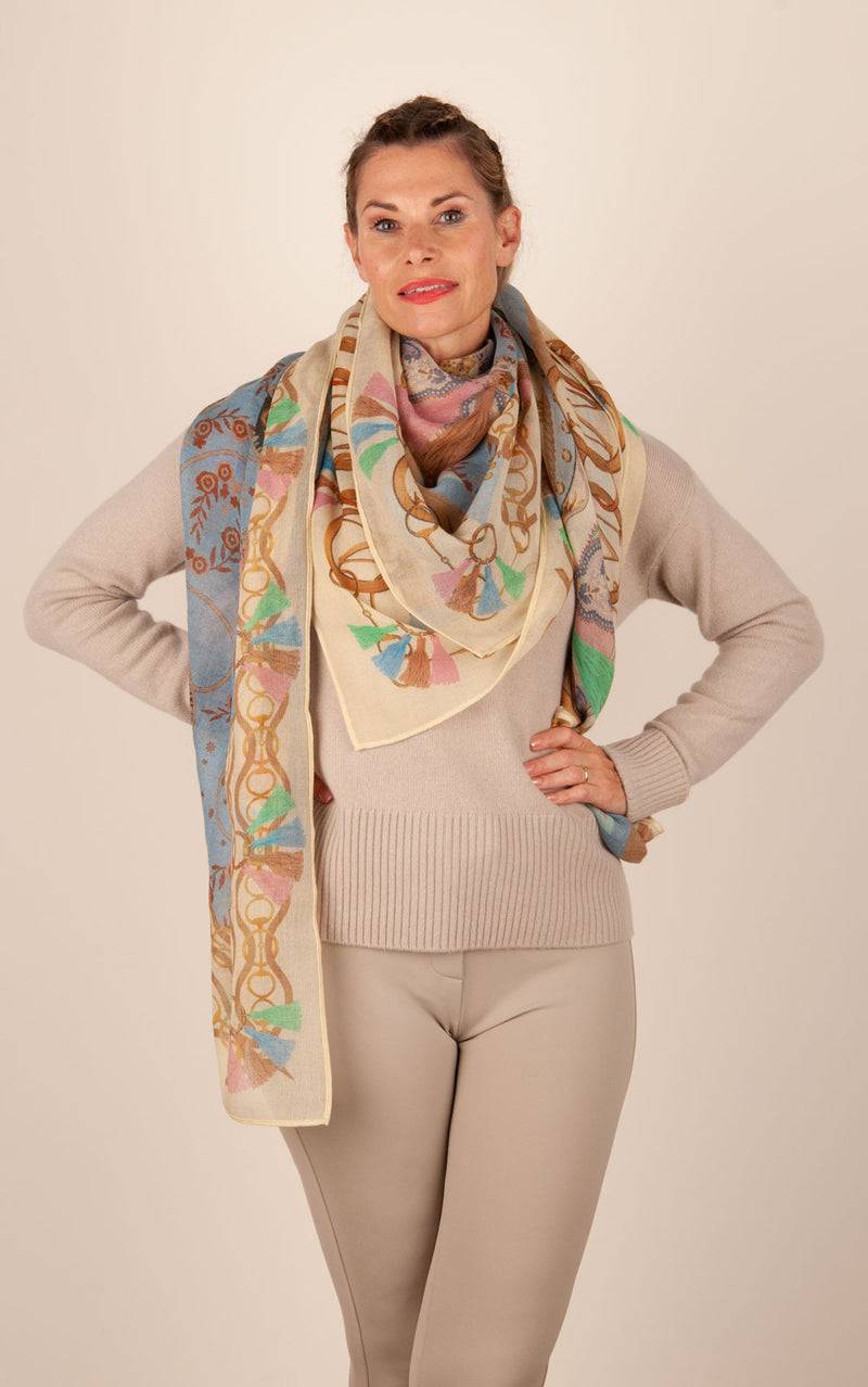 Mucho Gusto Viereckstuch „Zürich“ Creme | Beige | Multicolor