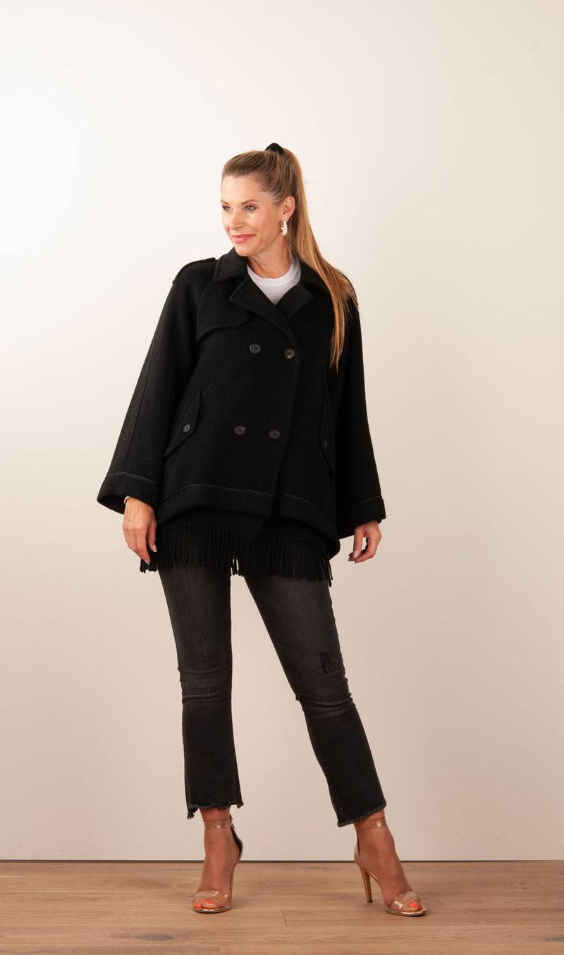 Violanti Kurz Mantel Schwarz