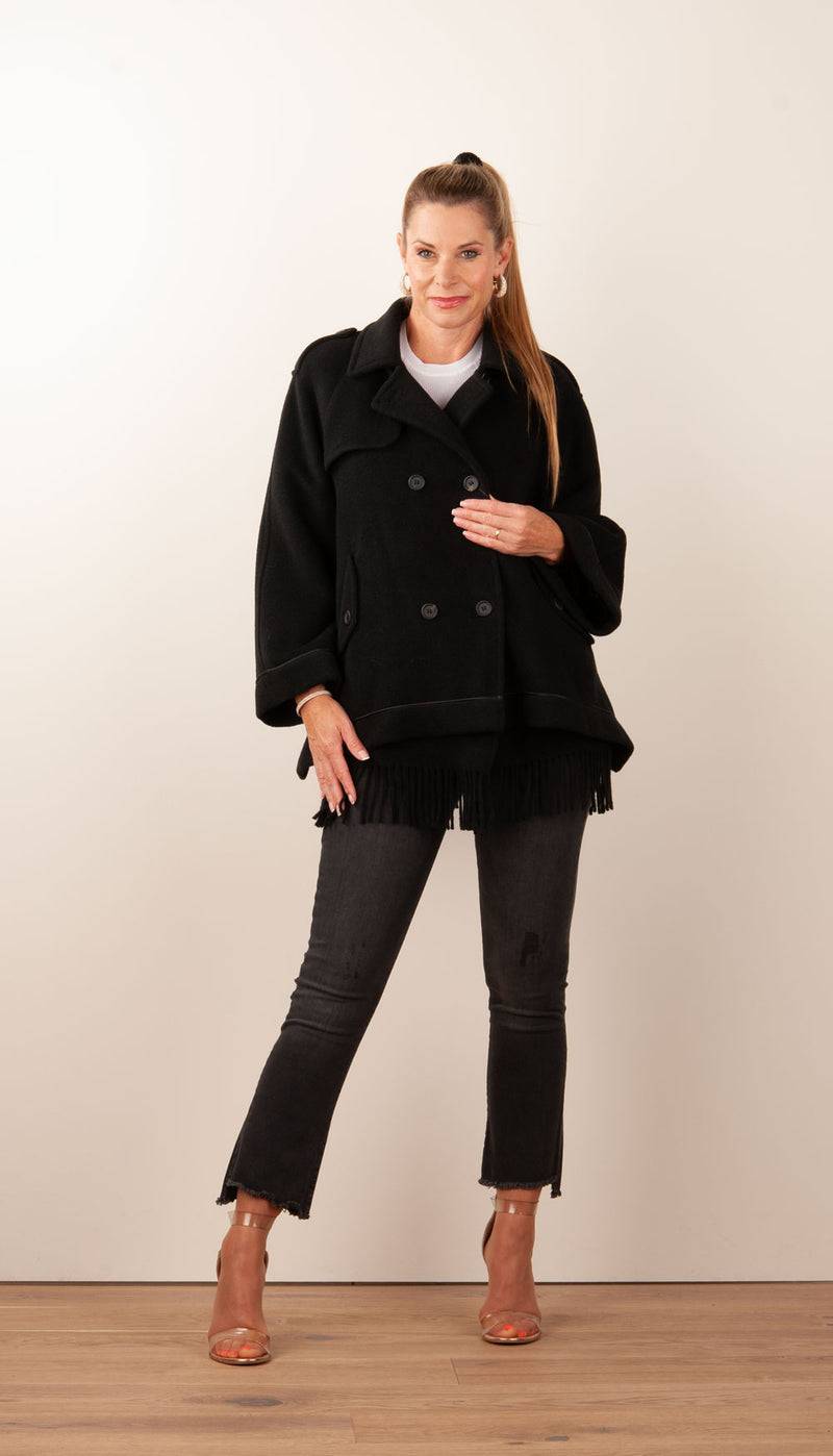 Violanti Kurz Mantel Schwarz