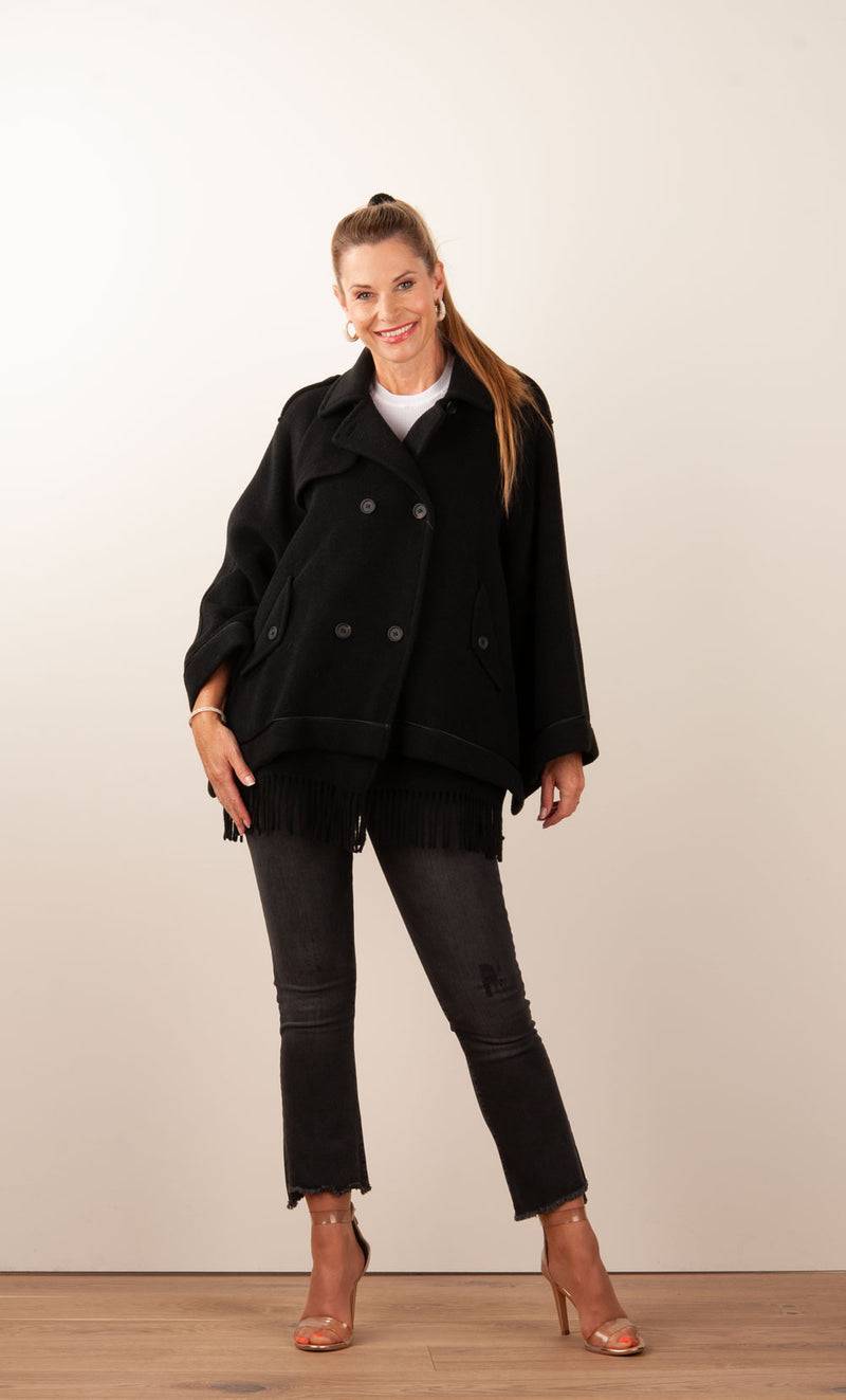 Violanti Kurz Mantel Schwarz