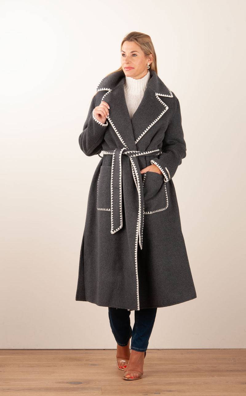 VITTORIA Mantel Anthrazit | Weiß