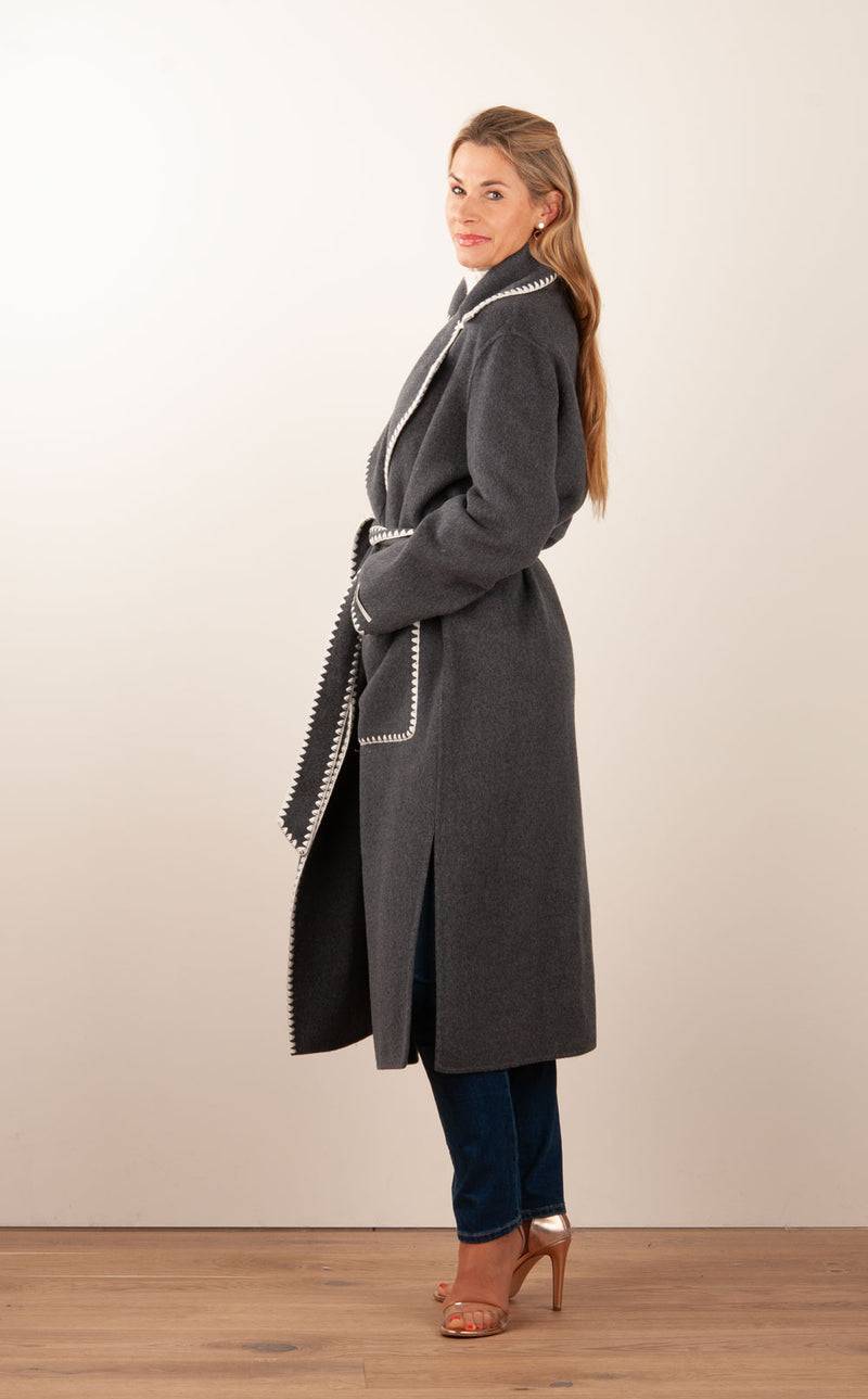 VITTORIA Mantel Anthrazit | Weiß