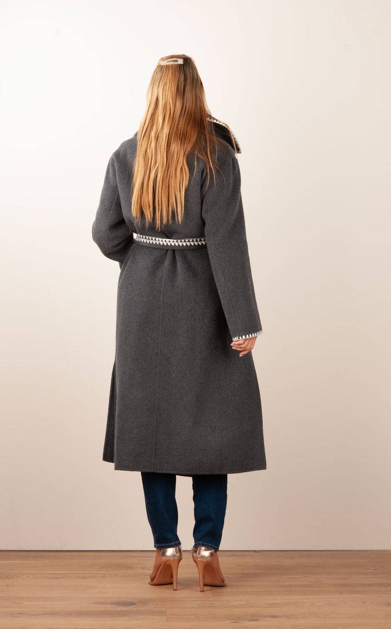 VITTORIA Mantel Anthrazit | Weiß