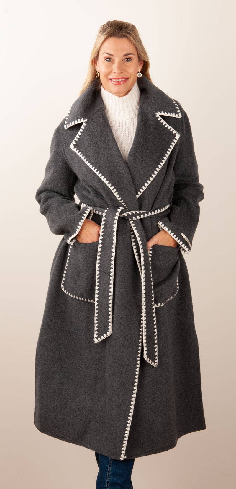 VITTORIA Mantel Anthrazit | Weiß