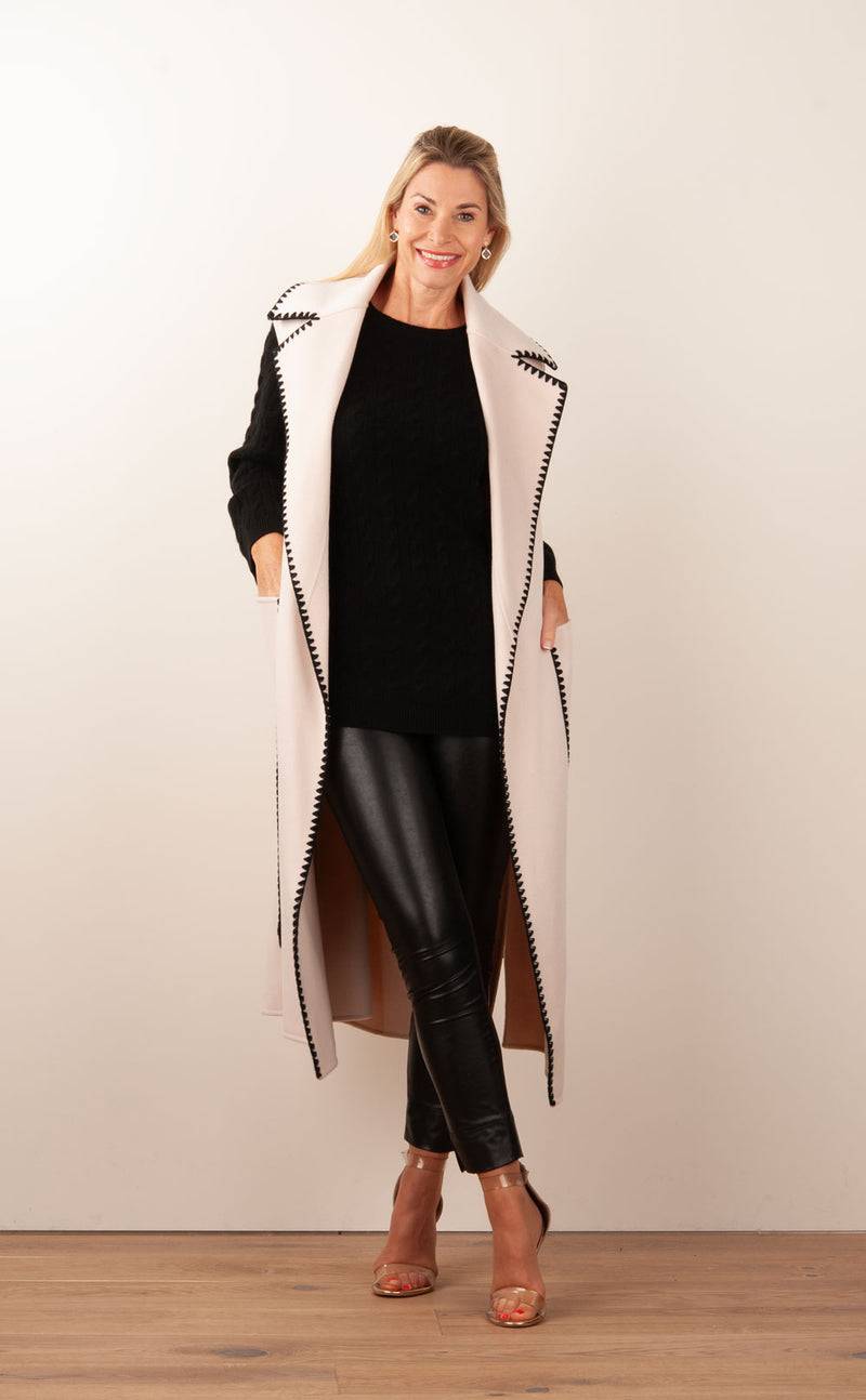 VITTORIA Mantel Hellbeige | Schwarz