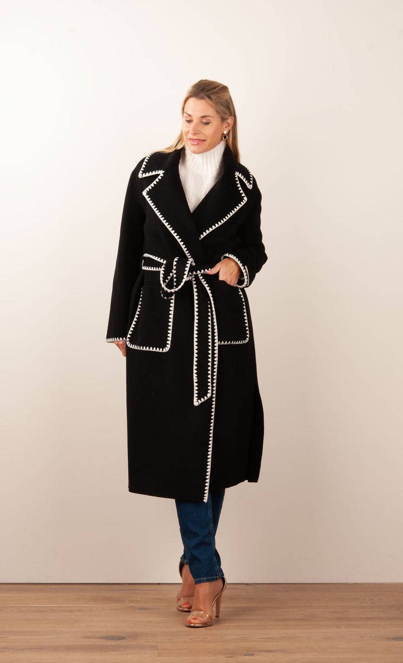 VITTORIA Mantel Schwarz | Weiß