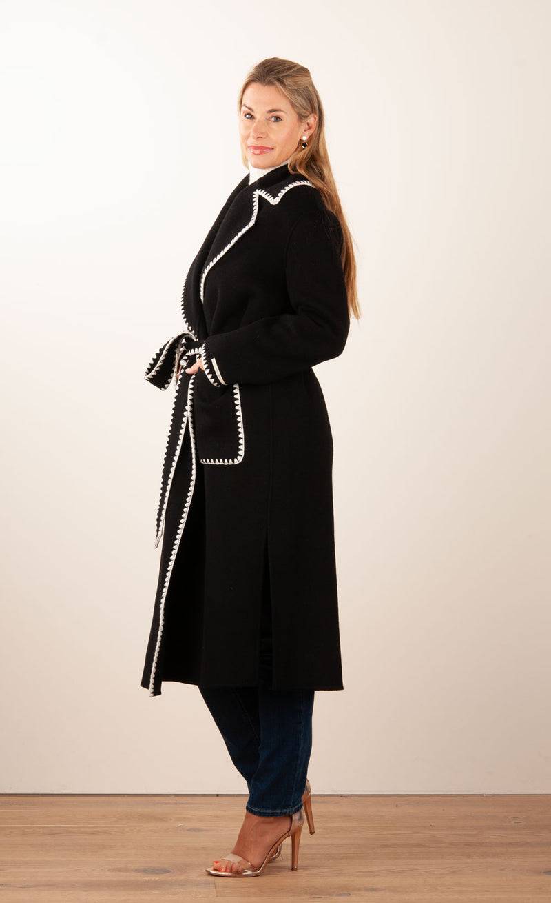 VITTORIA Mantel Schwarz | Weiß