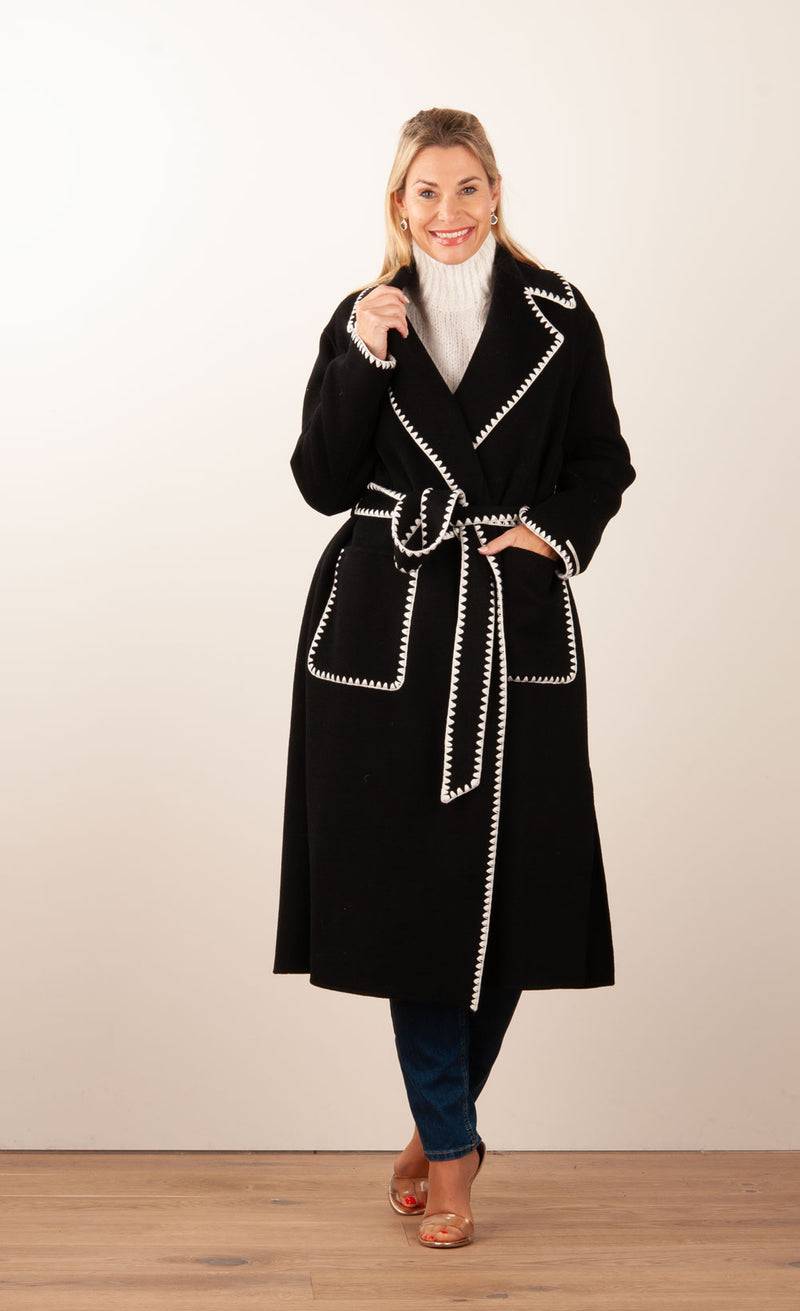 VITTORIA Mantel Schwarz | Weiß