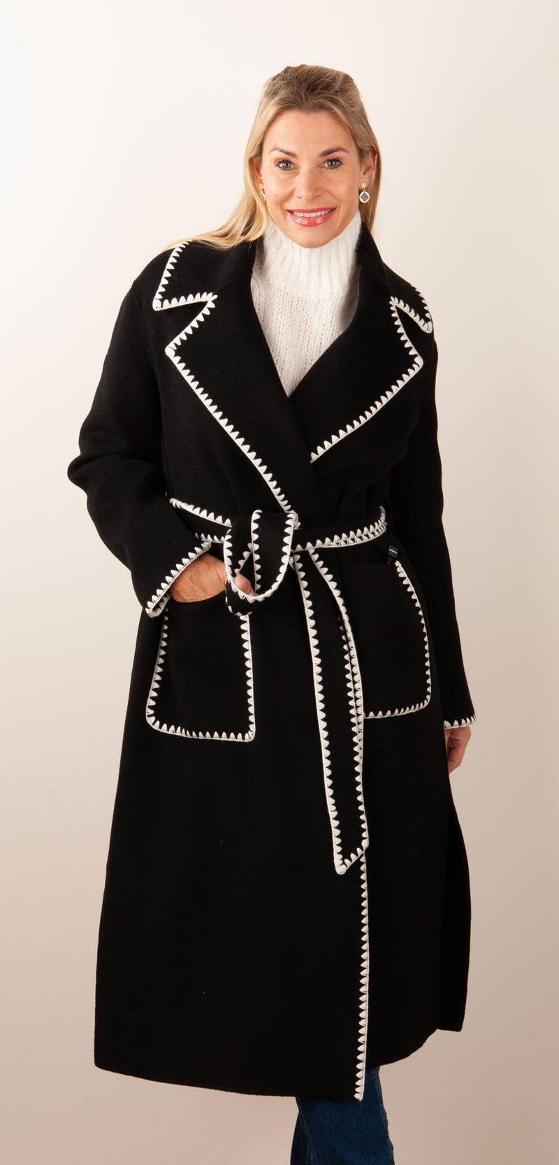 VITTORIA Mantel Schwarz | Weiß