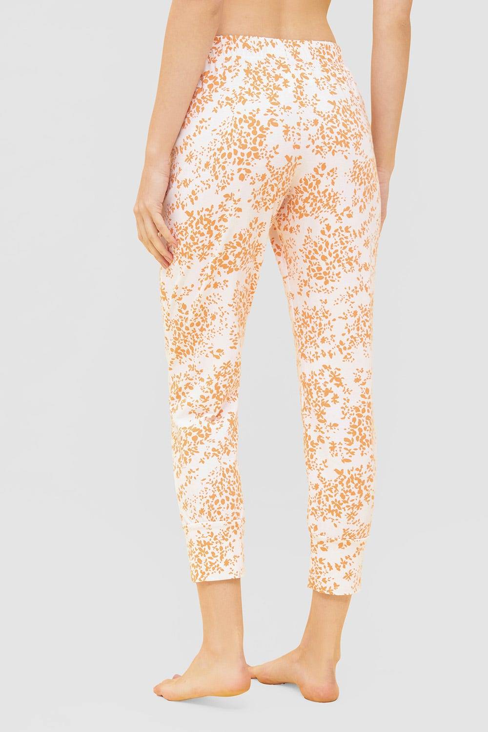 Rösch 7/8-Hose Im Blümchen-Design Orange Schmal Mix &amp; Match Baumwolle/Elasthan