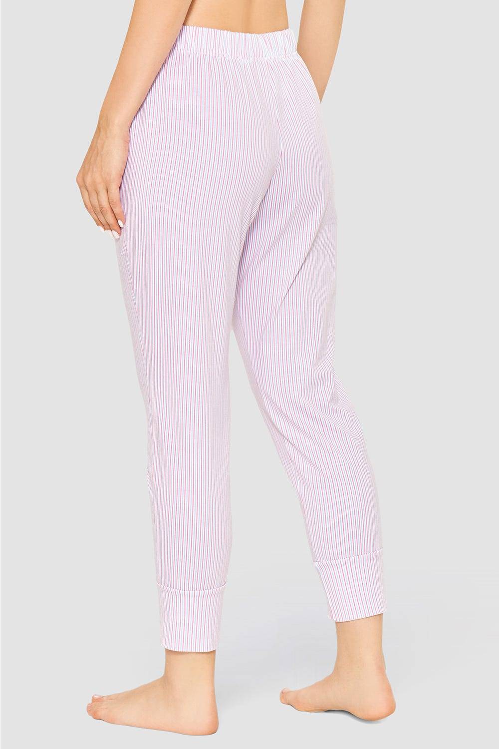 Rösch 7/8-Hose Im Streifendruck Rosa-Blau Baumwolle/Elasthan