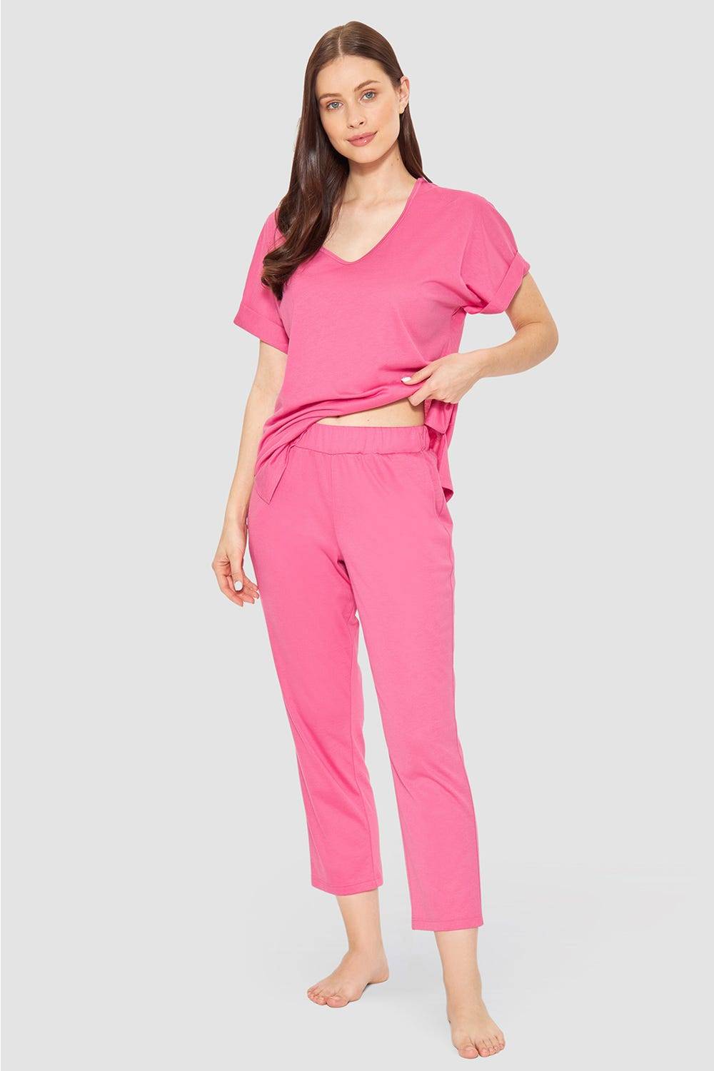 Rösch 7/8-Pyjamahose Im Sportiven Look Baumwolle/Modal