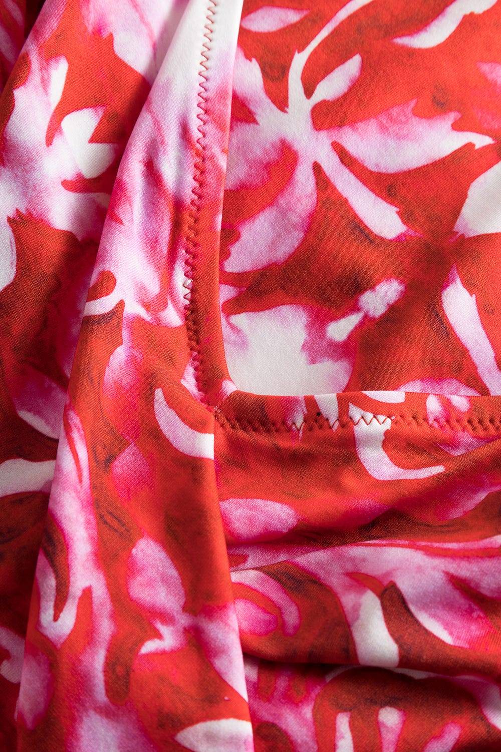 Rösch Badeanzug Im Ornament-Druck Rot-Weiß Wickeloptik