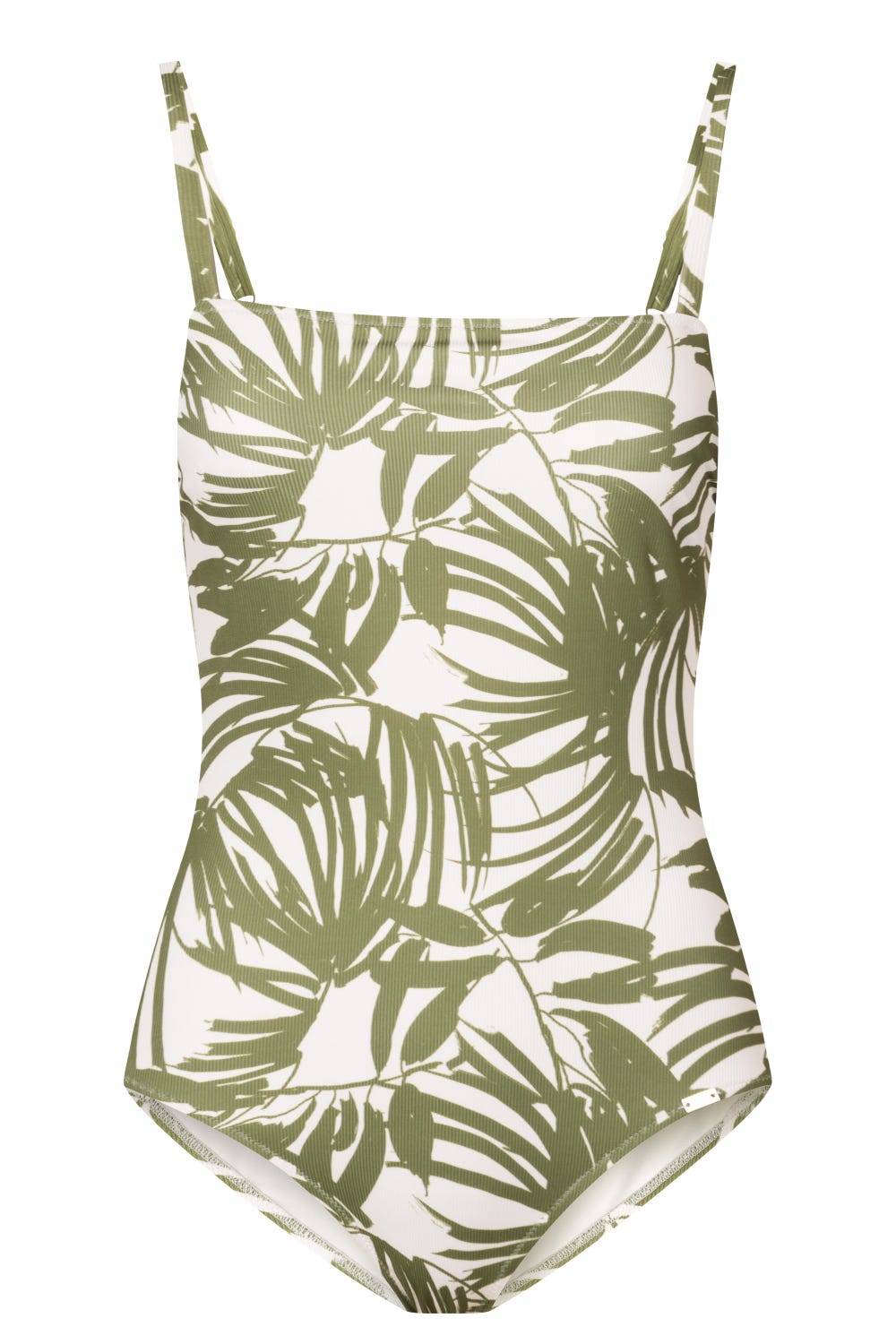 Rösch Badeanzug Im Palmendruck Rippstruktur Grün-Weiß Lycra