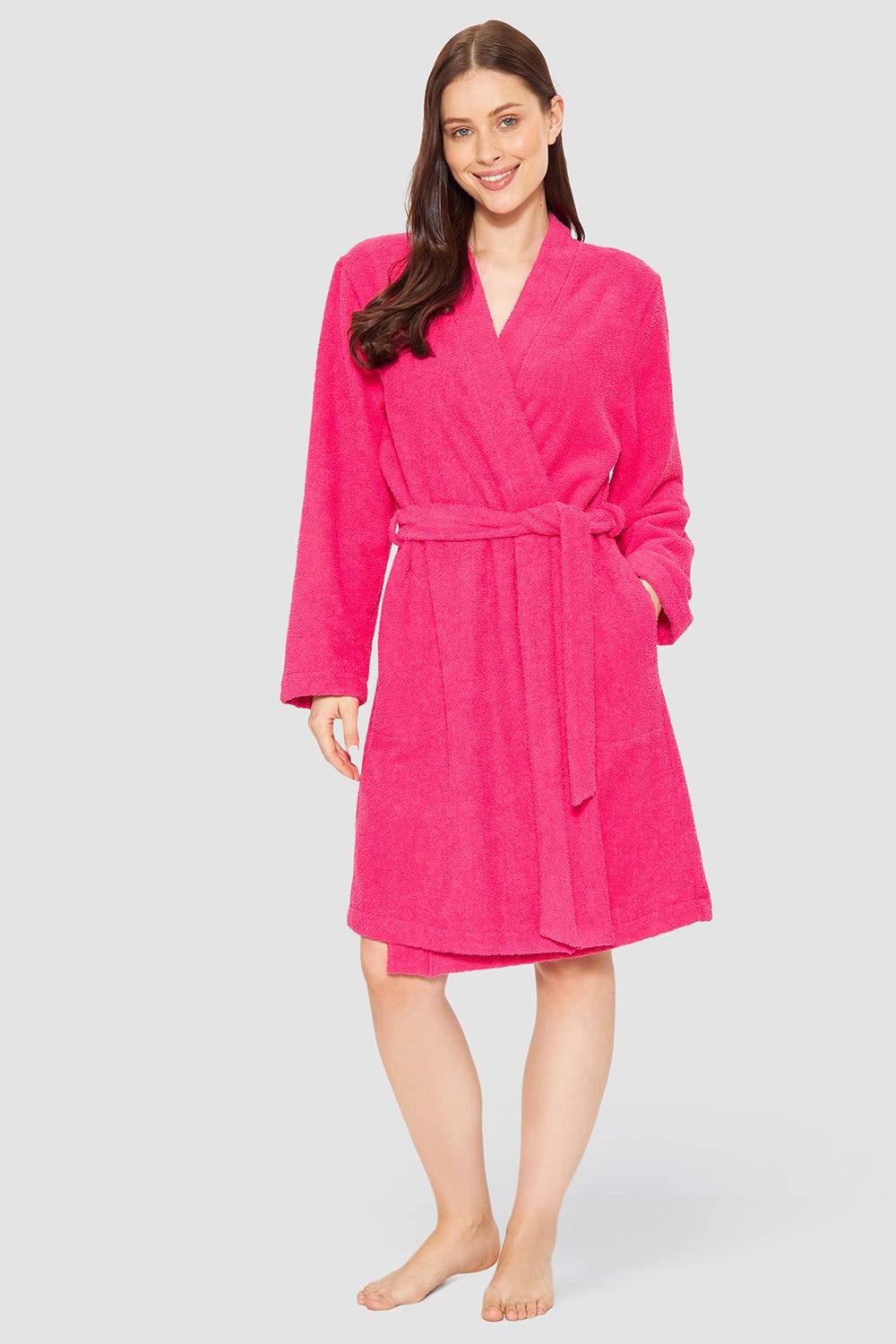 Rösch Bademantel aus Frottee Pink Baumwolle/Polyester