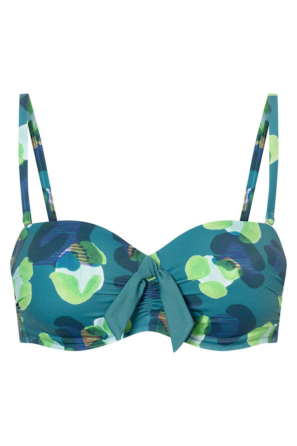 Rösch Bandeau-Bikini-Oberteil Im Grünen Leo-Design Recyceltes Polyamid/Elasthan