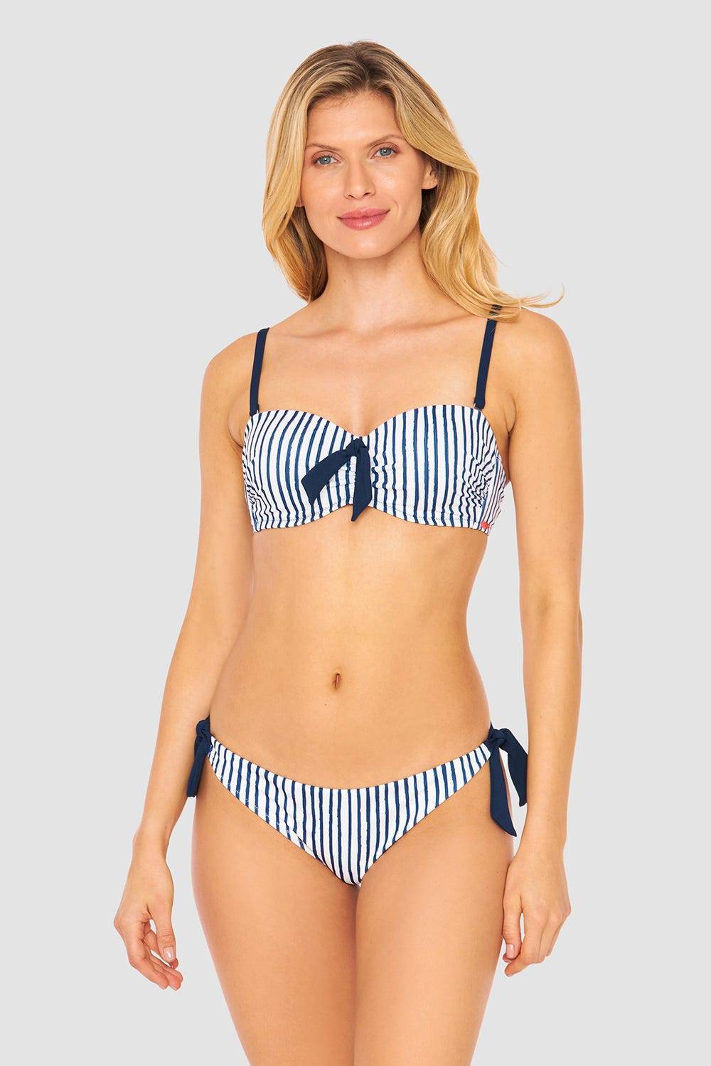 Rösch Bandeau Bikini Oberteil Im Streifen-Druck Schleife Ripp Recyceltes Polyester/Elasthan