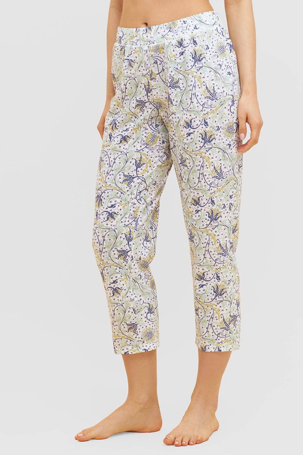 Rösch Basic 7/8-Pyjamahose im floralen Ornament-Print Mix &amp; Match 1884809
