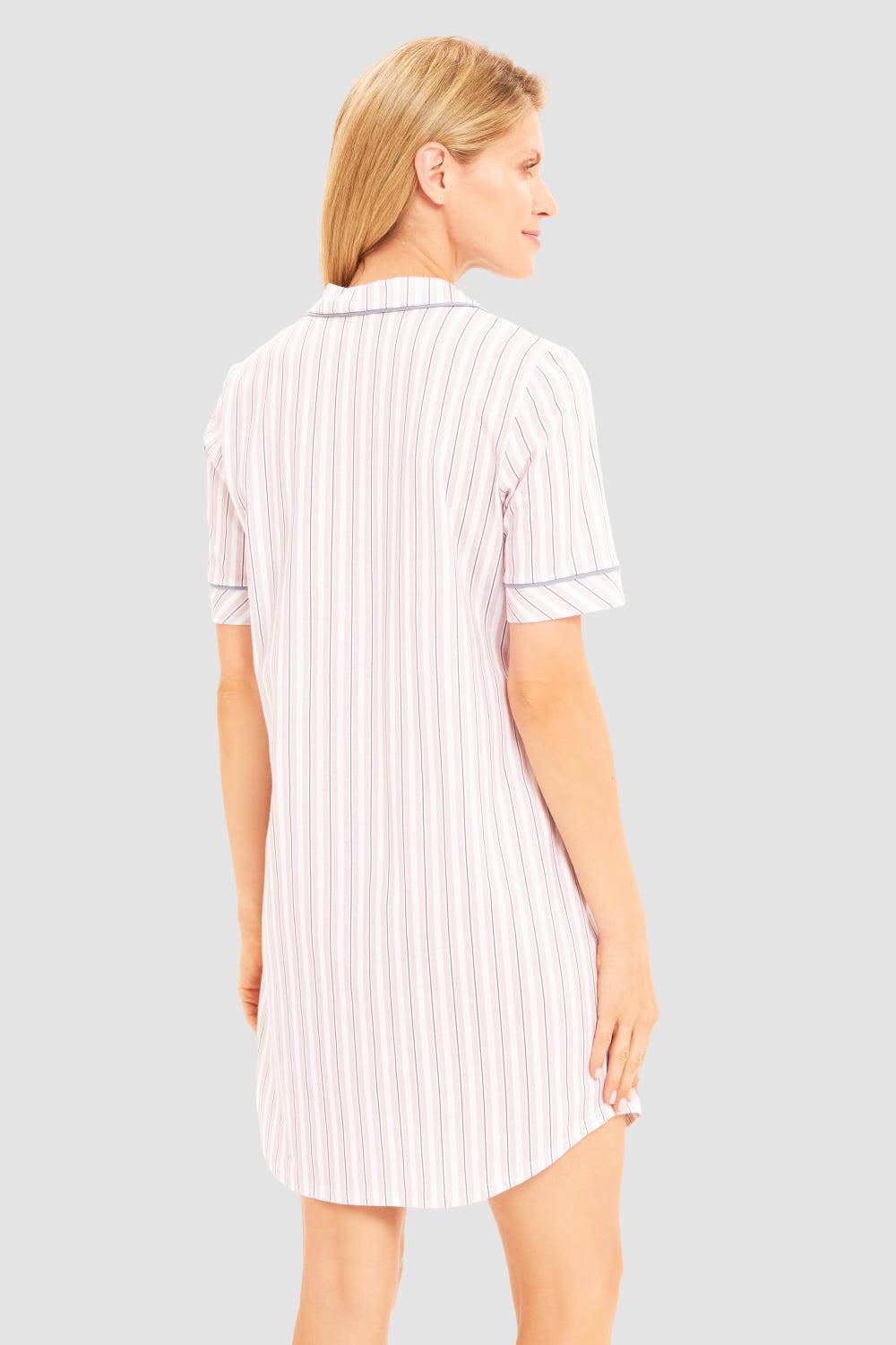 Rösch Basic Nachthemd Kurzarm Im Streifendruck Herrenhemdstil