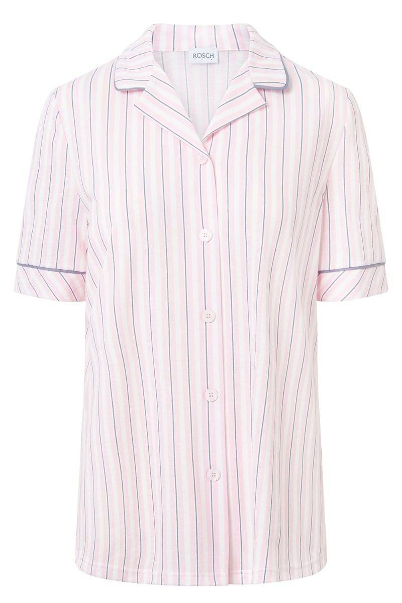 Rösch Basic Pyjamashirt Kurzarm Im Streifendruck Herrenhemdstil