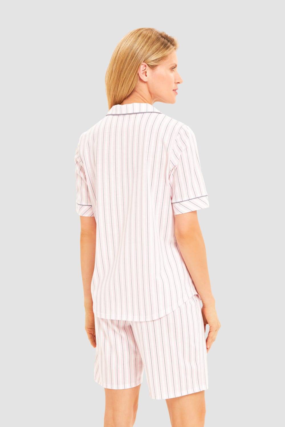 Rösch Basic Pyjamashirt Kurzarm Im Streifendruck Herrenhemdstil