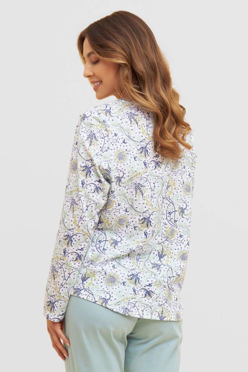 Rösch Basic Pyjamashirt Langarm Im Floralen Ornament-Print Mix &amp; Match 1884806