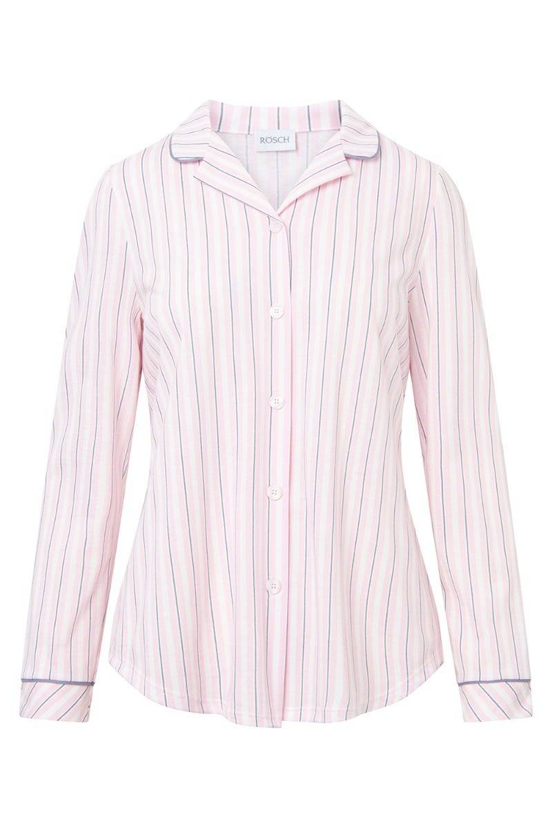 Rösch Basic Pyjamashirt Langarm Im Streifendruck Herrenhemdstil