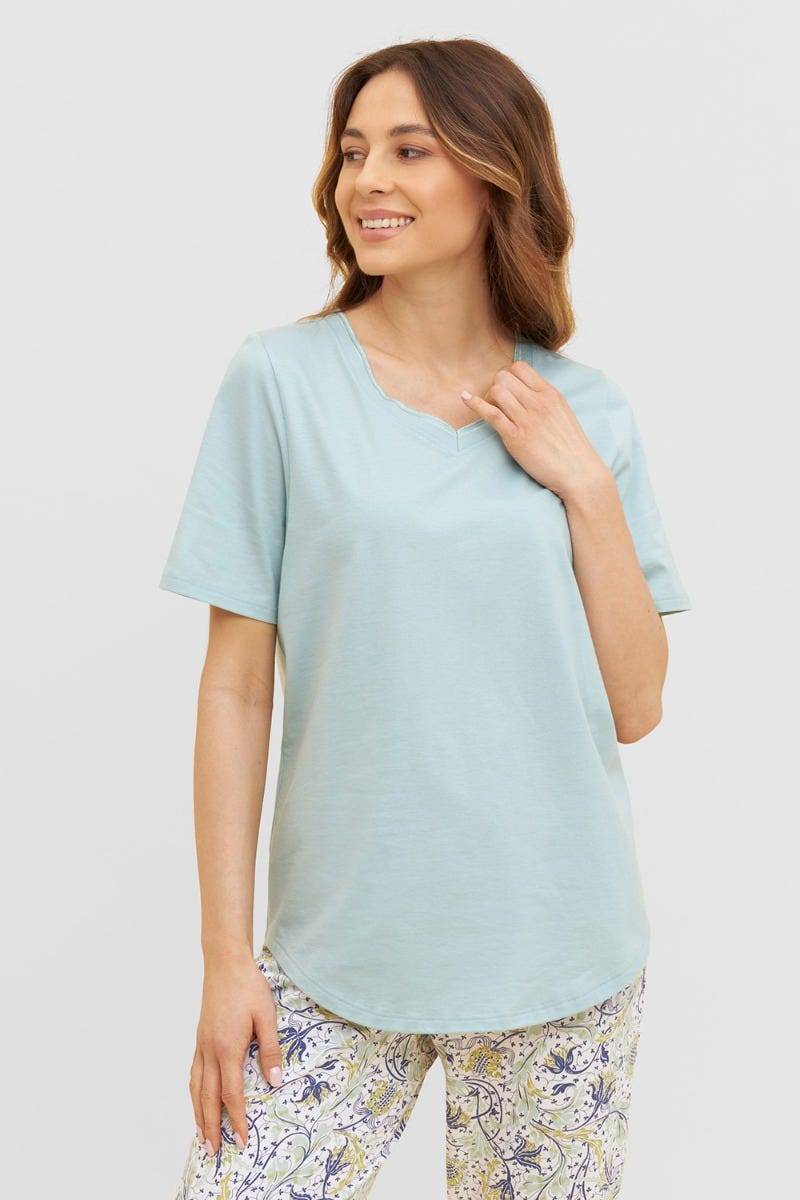Rösch Basic T-Shirt mit Zierstichen Pyjamashirt Mix &amp; Match 1884801