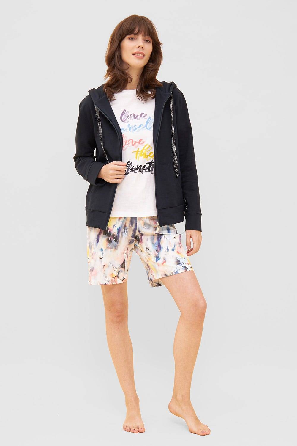 Rösch Bermuda Im Farbenfrohen Druck Sweat Mix &amp; Match Baumwolle/Elasthan