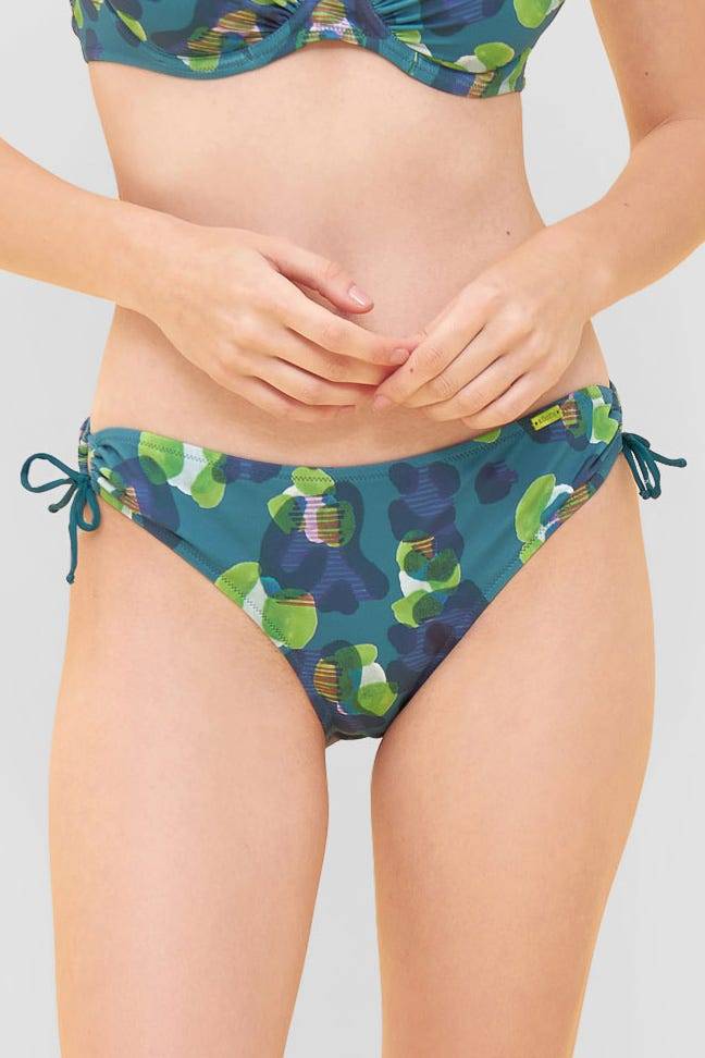 Rösch Bikini-Hose im grünen Leo-Design Schleifen recyceltes Polyamid/Elasthan