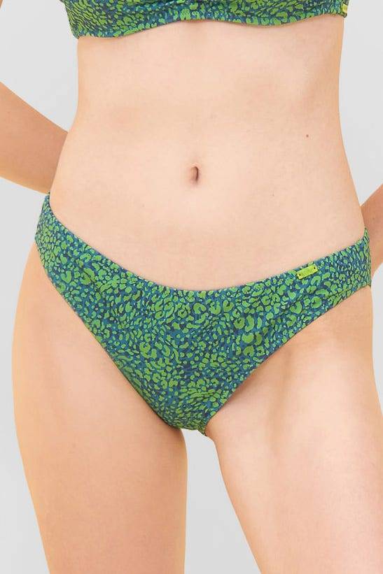 Rösch Bikini-Hose im Leo-Druck Grün Klassisch recyceltes Polyamid/Elasthan