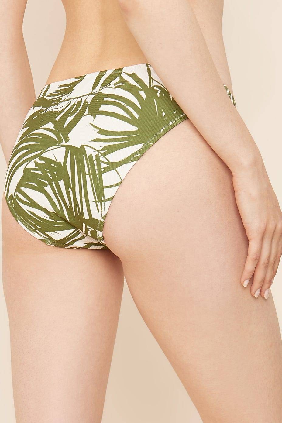 Rösch Bikini Hose Im Palmendruck Rippstruktur Grün-Weiß Mix Und Match Lycra