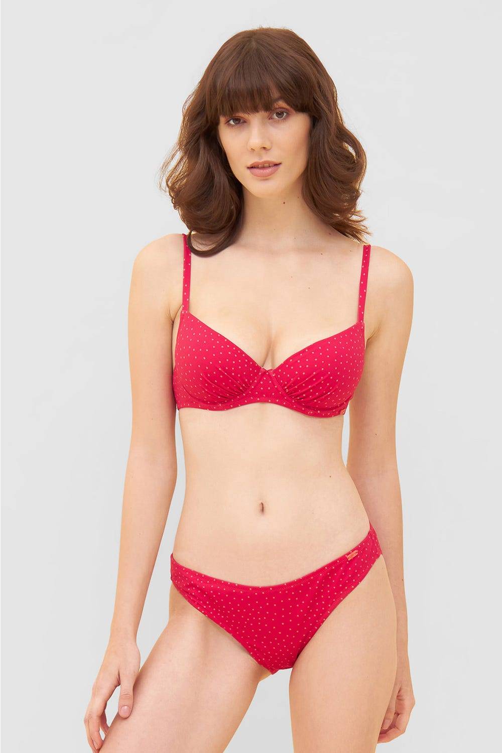 Rösch Bikini-Hose Im Pinken Mini-Tupfen-Druck Recyceltes Polyamid/Elasthan