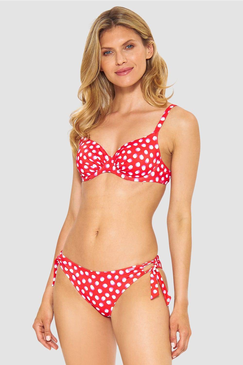 Rösch Bikini-Hose Im Retro-Tupfendruck Rot-Weiß Zum Binden