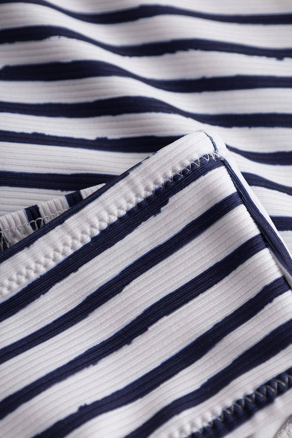 Rösch Bikini Hose Im Streifen-Druck V-Optik Ripp Recyceltes Polyester/Elasthan