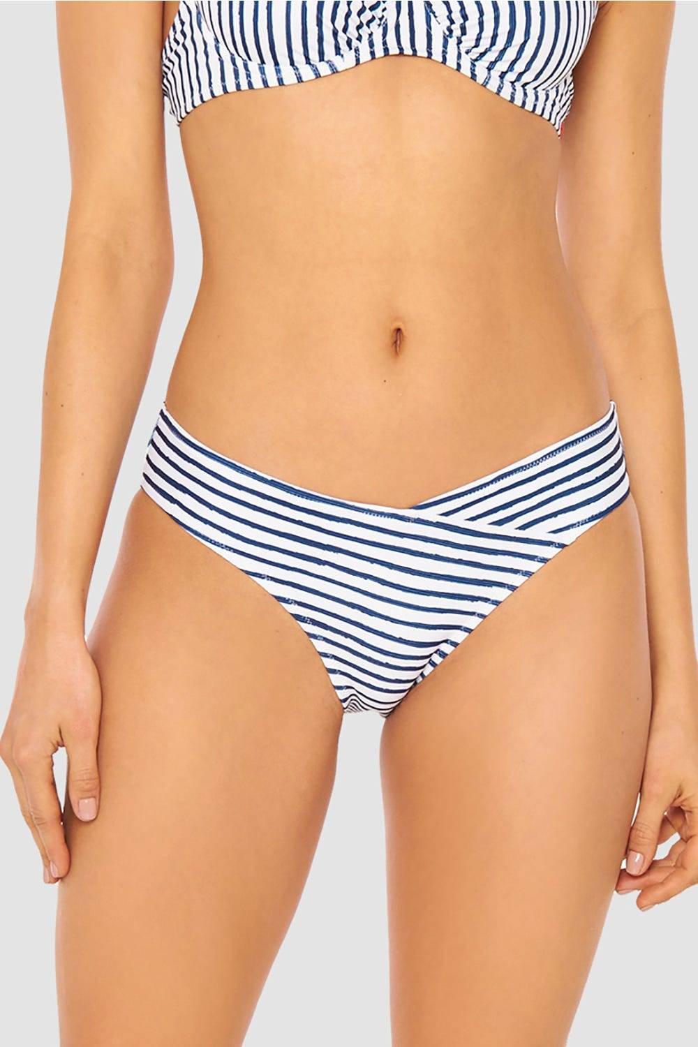 Rösch Bikini Hose im Streifen-Druck V-Optik Ripp recyceltes Polyester/Elasthan