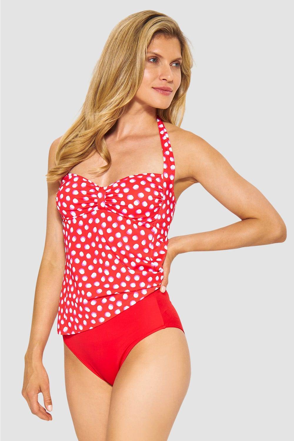 Rösch Bikini-Hose In Rot Einfarbig Hoher Taillenausschnitt