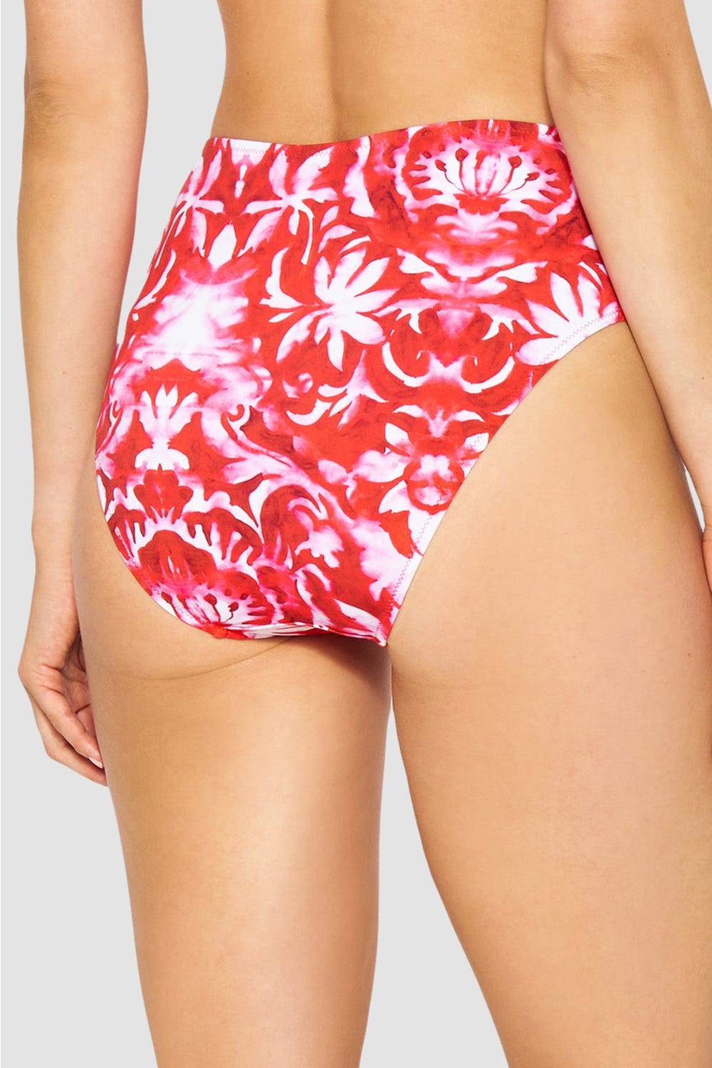 Rösch Bikini-Hose Neckholder Im Ornament-Druck Rot-Weiß Hoher Taillenausschnitt