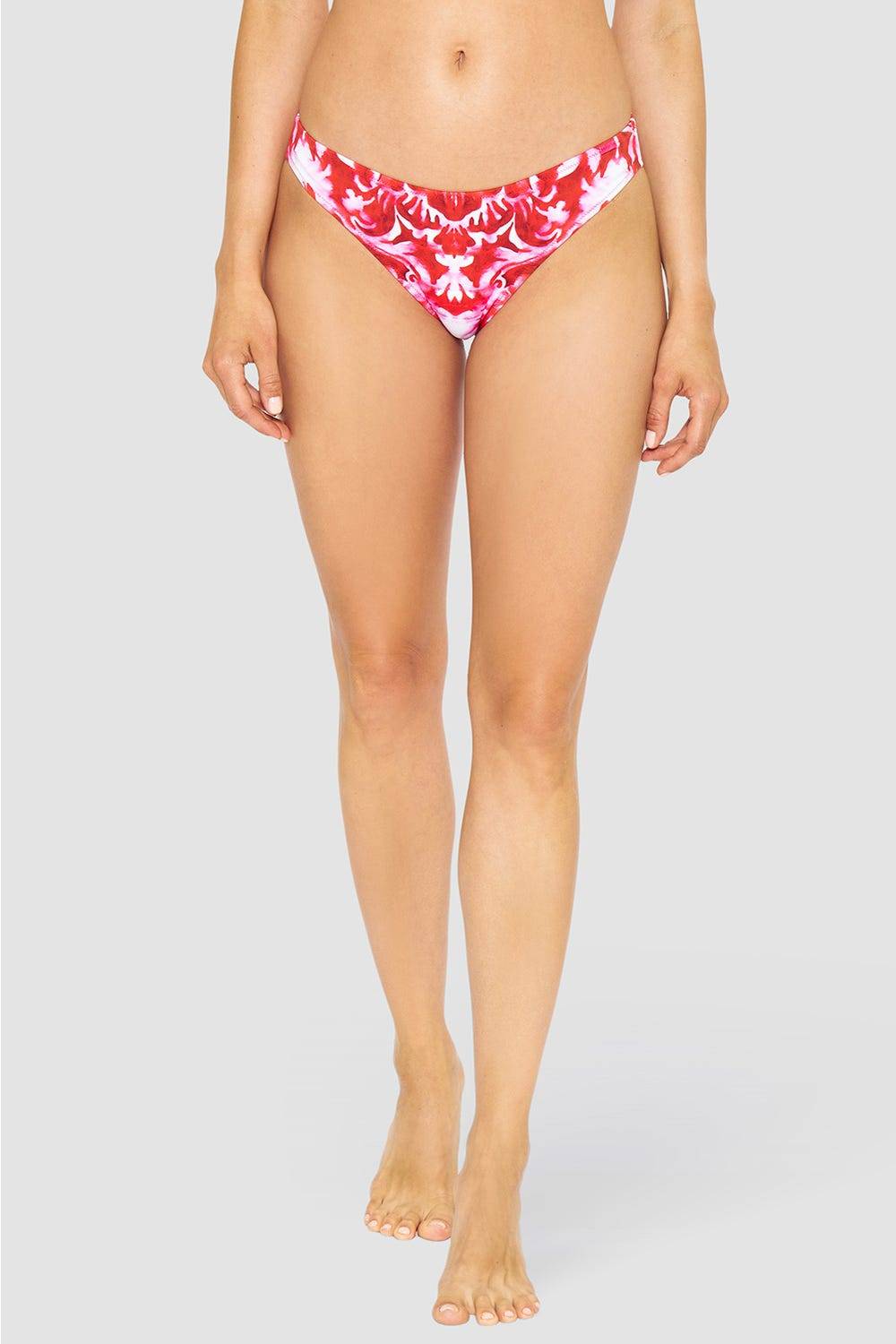 Rösch Bikini-Hose Neckholder im Ornament-Druck Rot-Weiß