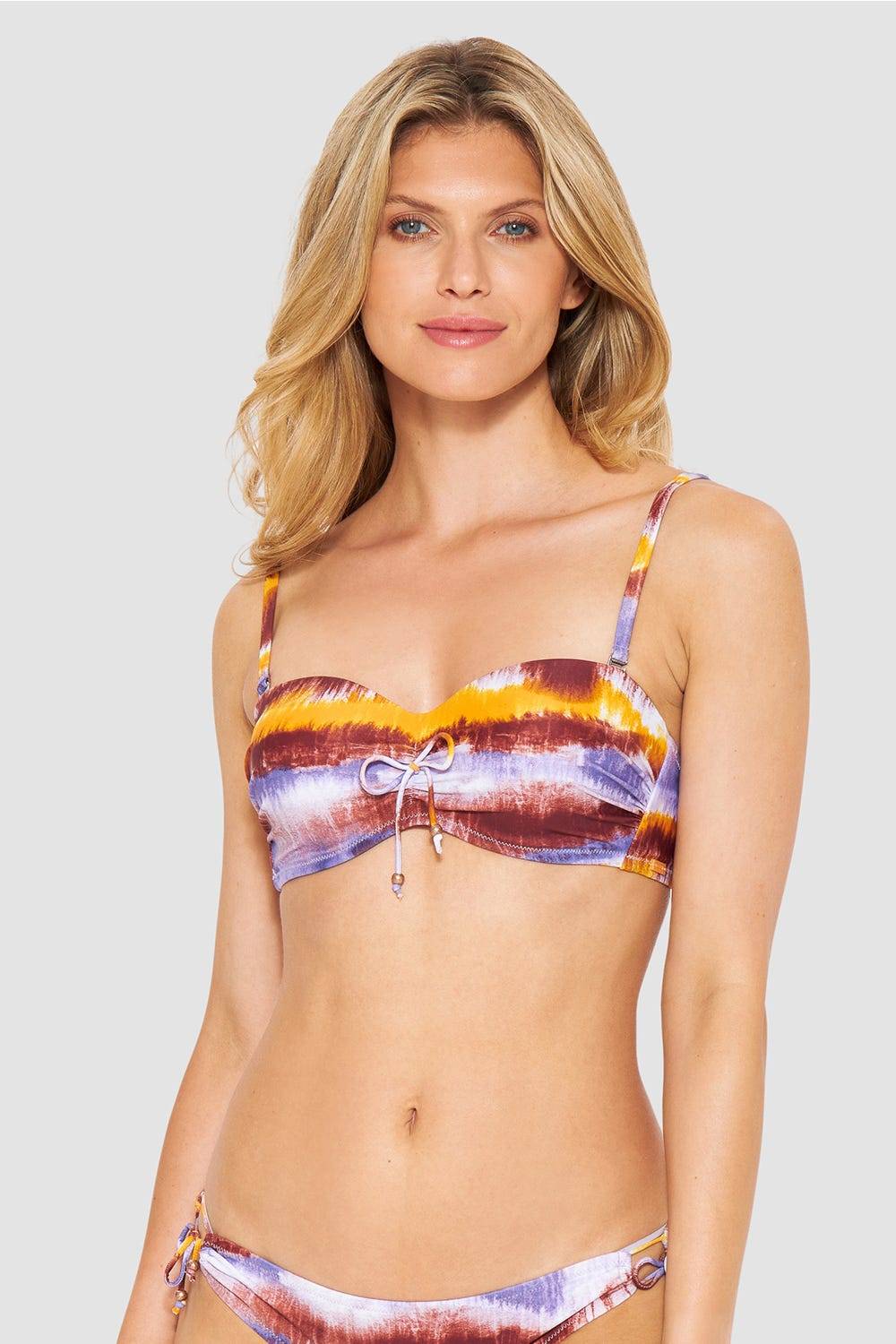 Rösch Bikini-Oberteil Bandeau im Batikdruck moderne Streifen