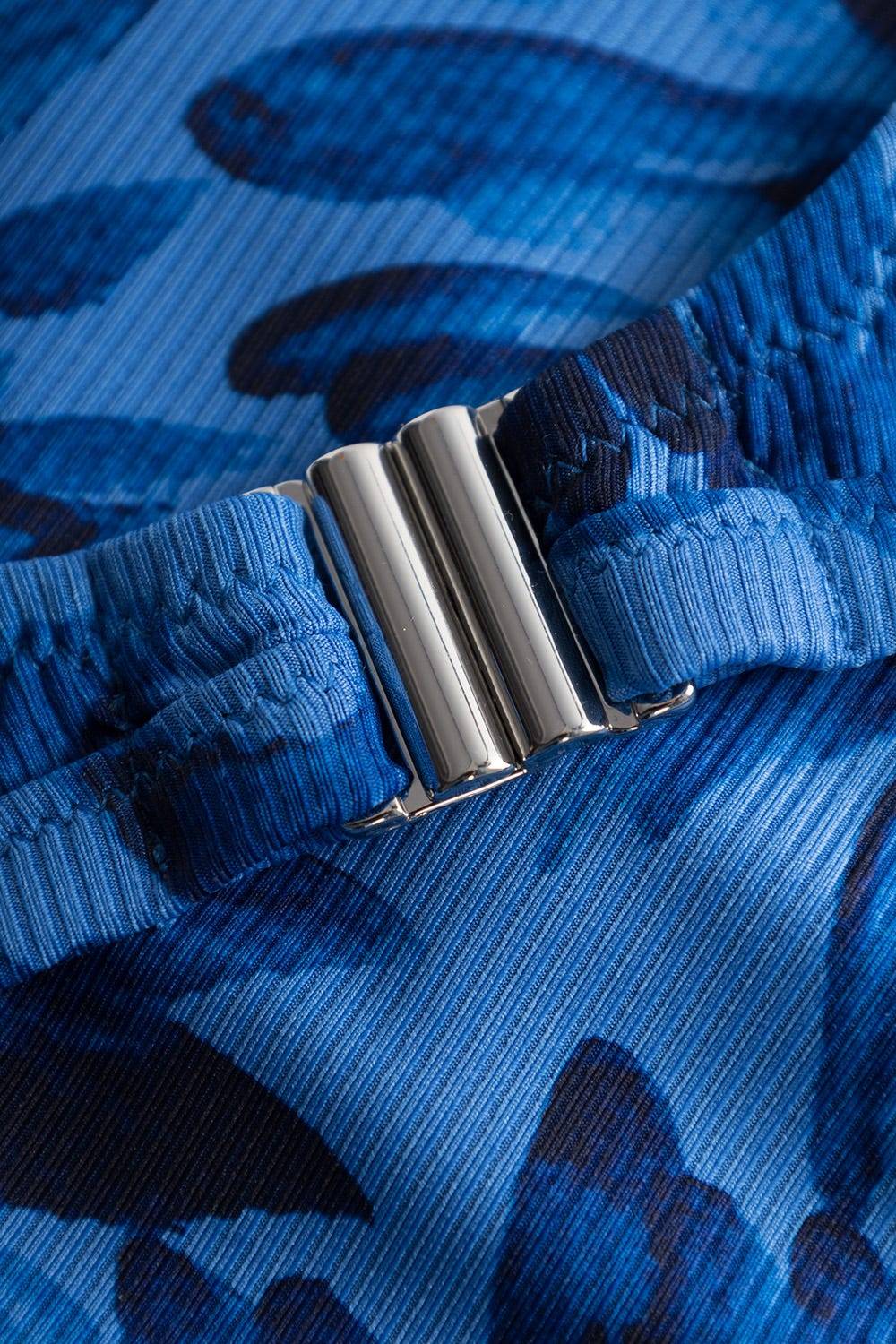 Rösch Bikini Oberteil Im Blauen Blüten-Druck Wickeloptik Recyceltes Polyester/Elasthan